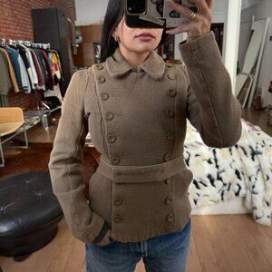 Camel Corduroy Double Breasted Jacket Fitted Blazer Academia Preppy